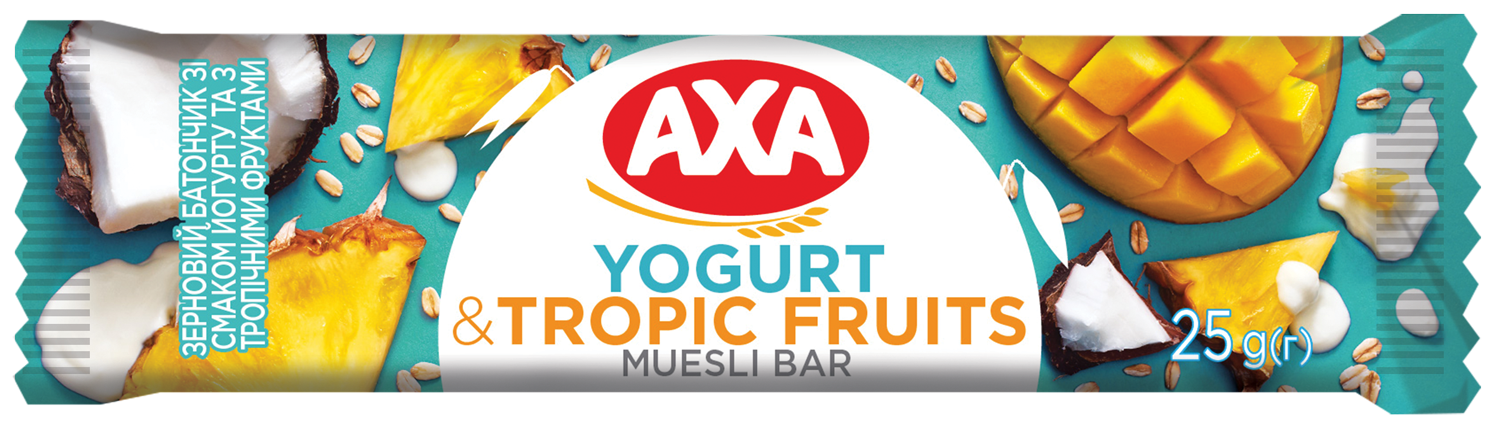 Зерновий батончик AXA зі смаком йогурту та з тропічними фруктами